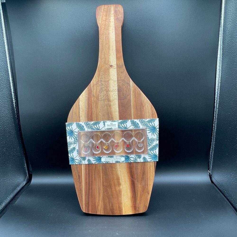 Natural Elements Prosecco Cheese Board with Wine Charms